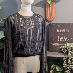 Express Black Lace Blouse - L